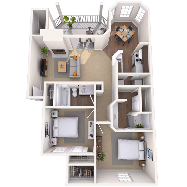 Traditional 2x2 1052-1172 SF 813 floor plan